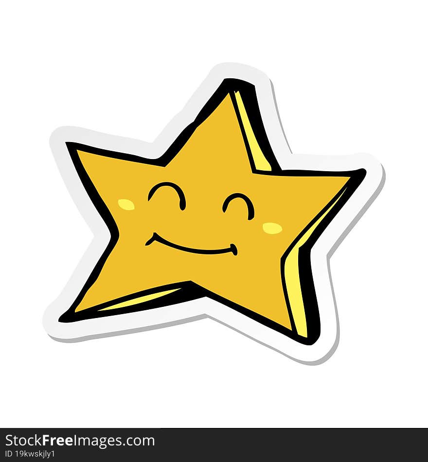 sticker of a cartoon happy star character