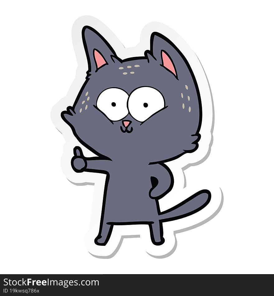 sticker of a cartoon cat giving thumbs up