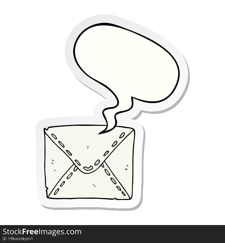 cartoon letter and speech bubble sticker