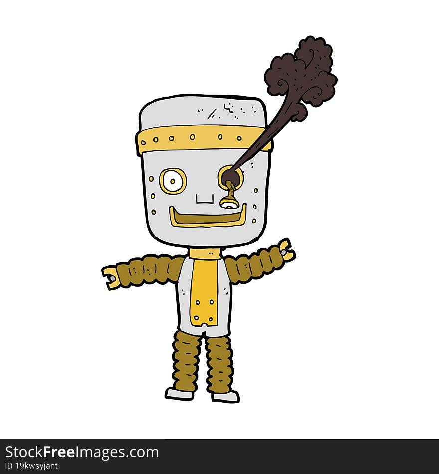 cartoon funny gold robot