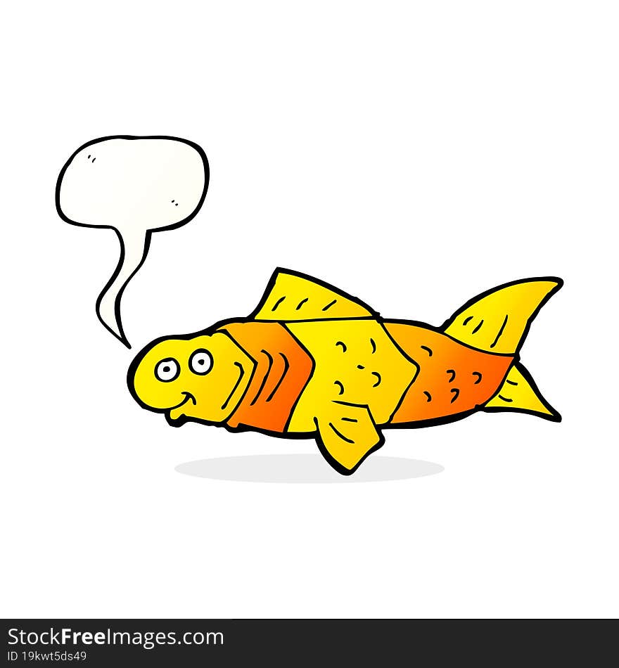 Cartoon Funny Fish With Speech Bubble