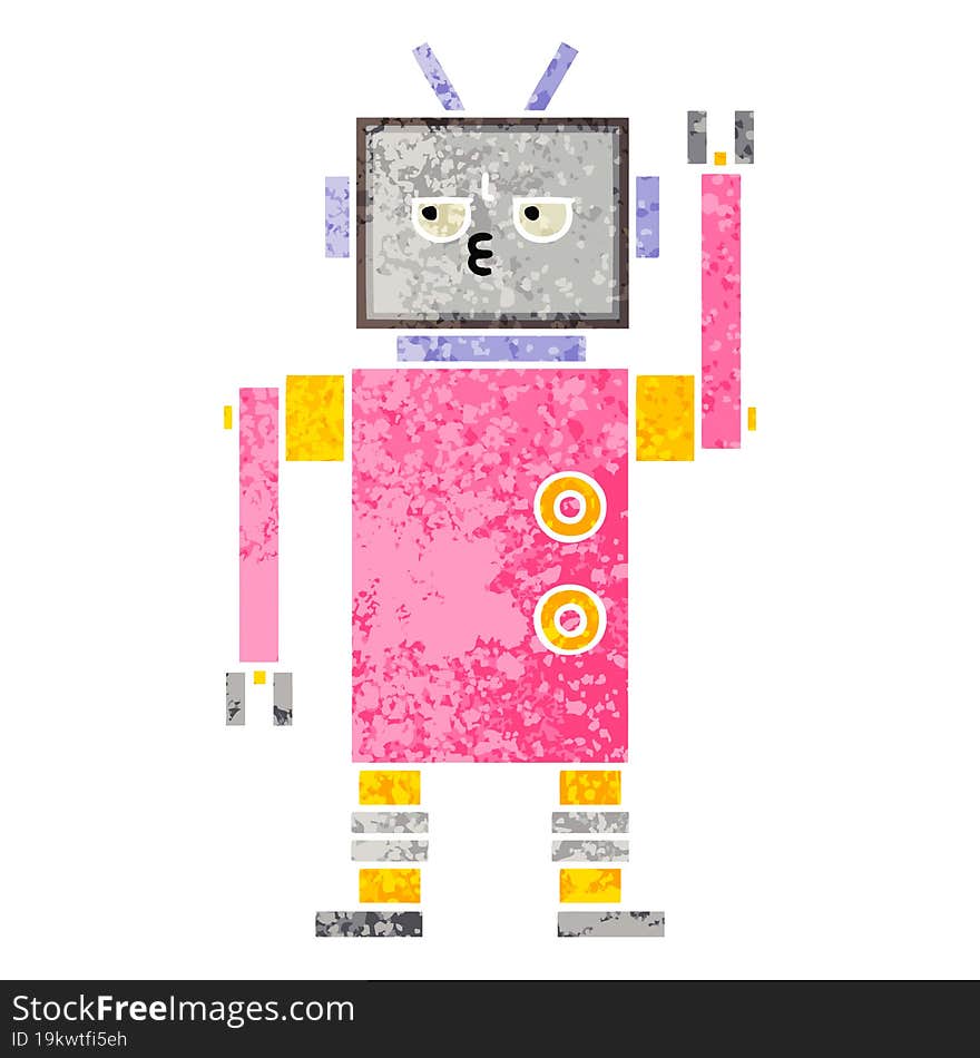 Retro Illustration Style Cartoon Robot