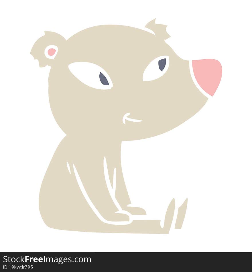 cute flat color style cartoon bear sitting