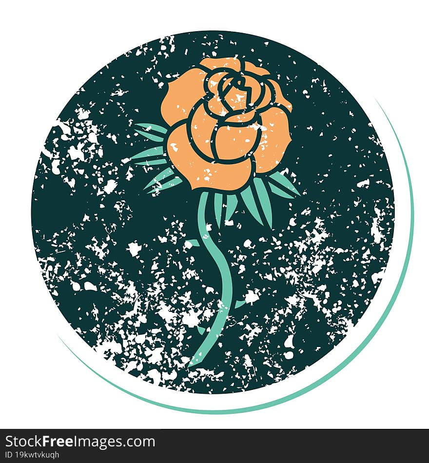 iconic distressed sticker tattoo style image of a rose. iconic distressed sticker tattoo style image of a rose