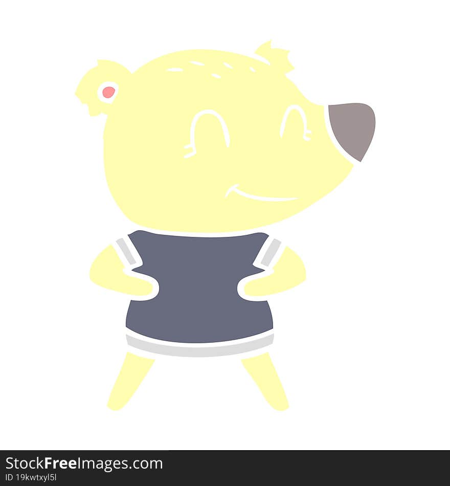 friendly bear flat color style cartoon