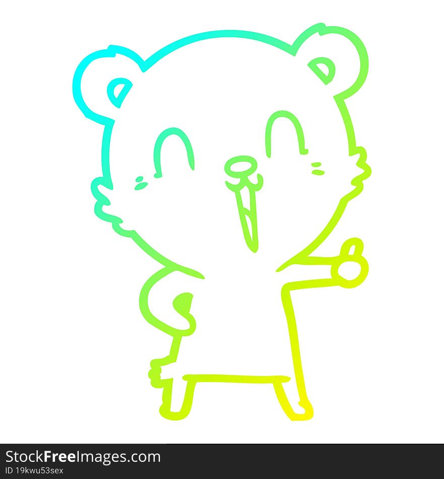 cold gradient line drawing happy laughing cartoon bear