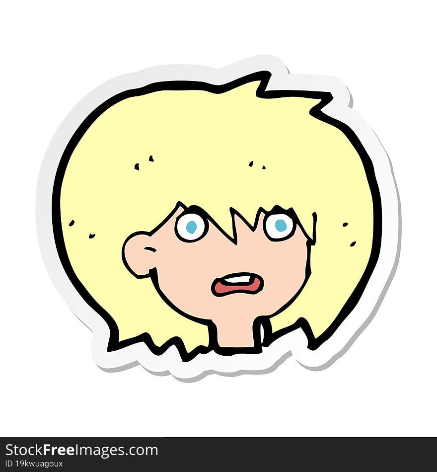 sticker of a cartoon shocked expression