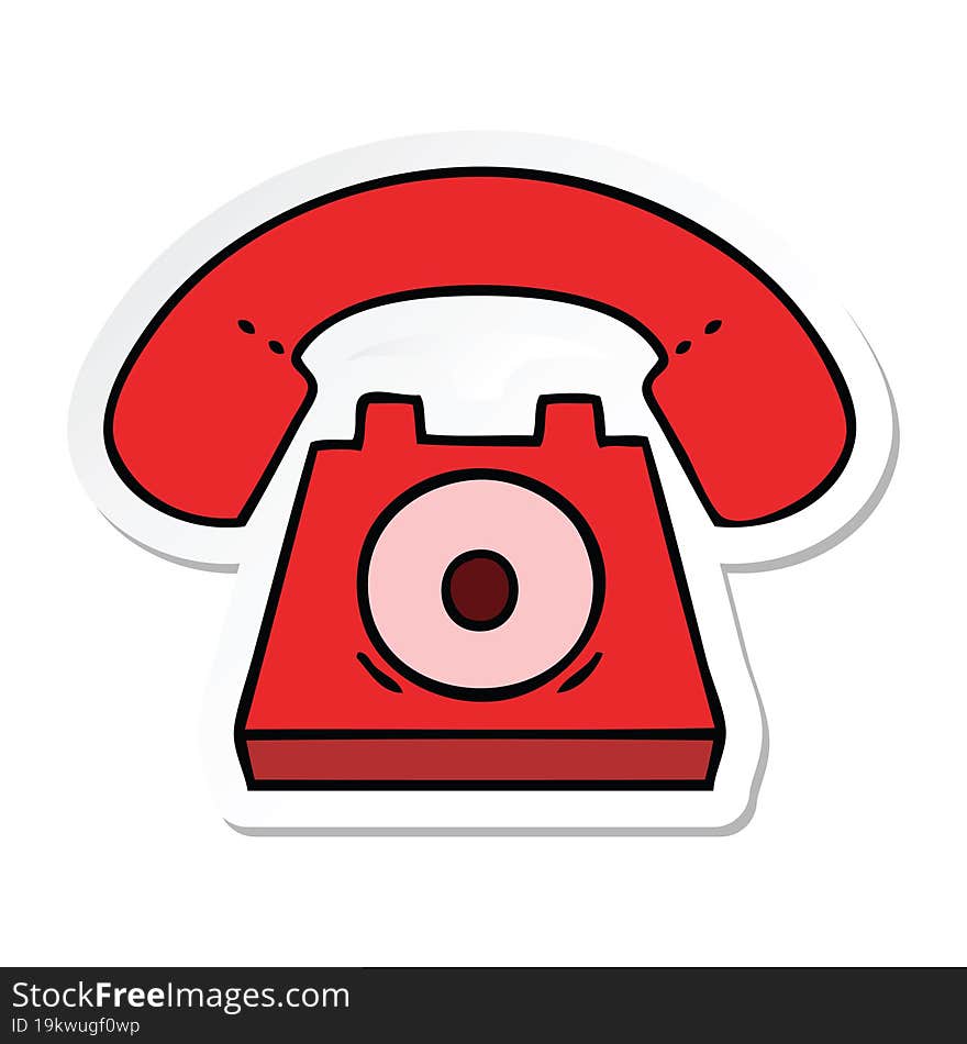 sticker of a cute cartoon red telephone