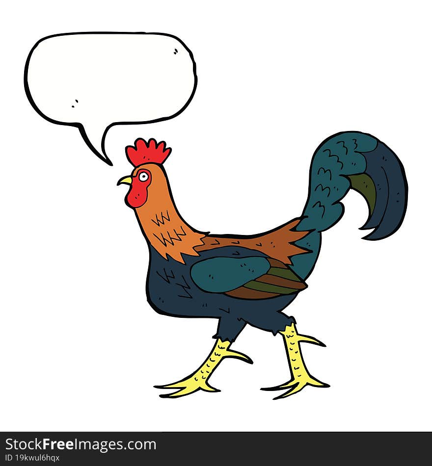 Cartoon Cockerel With Speech Bubble