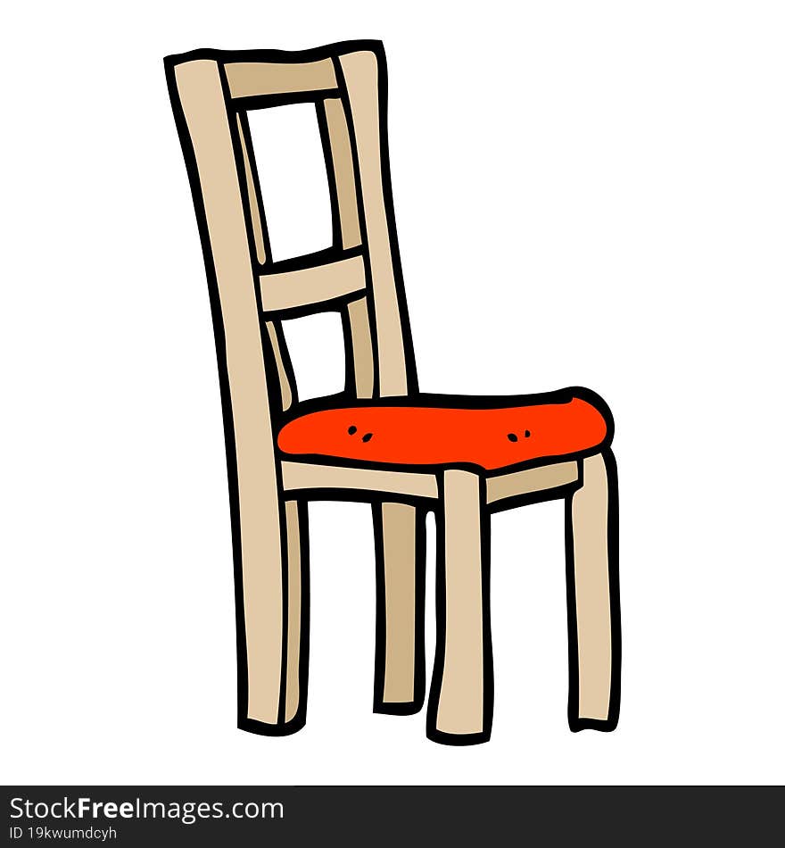 hand drawn doodle style cartoon wooden chair