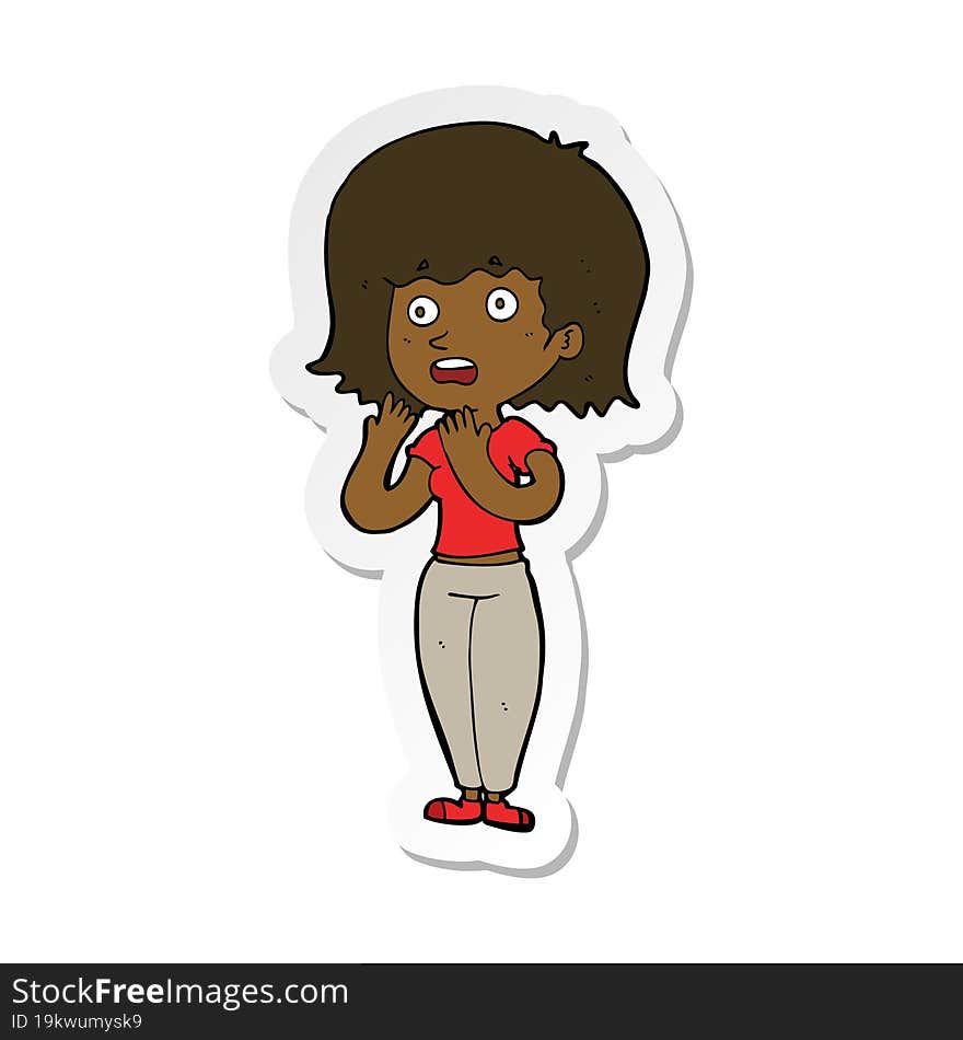 Sticker Of A Cartoon Shocked Woman