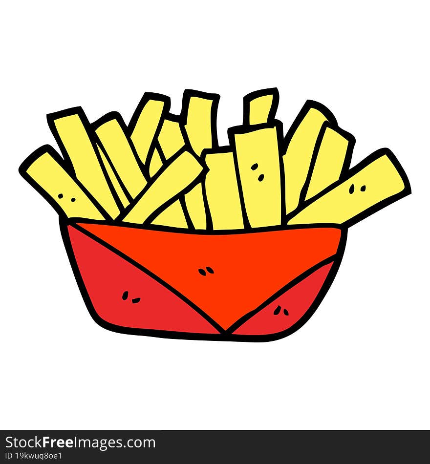 Hand Drawn Doodle Style Cartoon French Fries