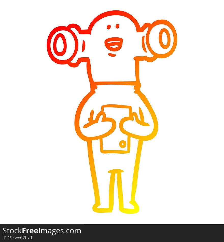 warm gradient line drawing friendly cartoon alien