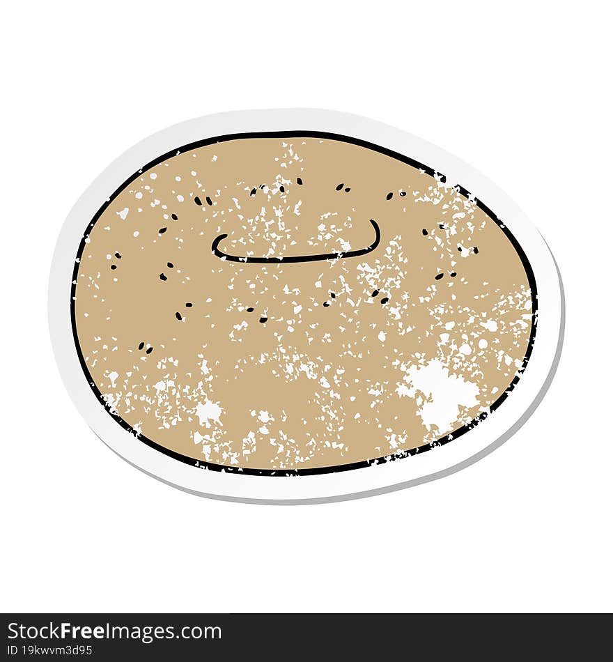 Distressed Sticker Of A Cartoon Donut