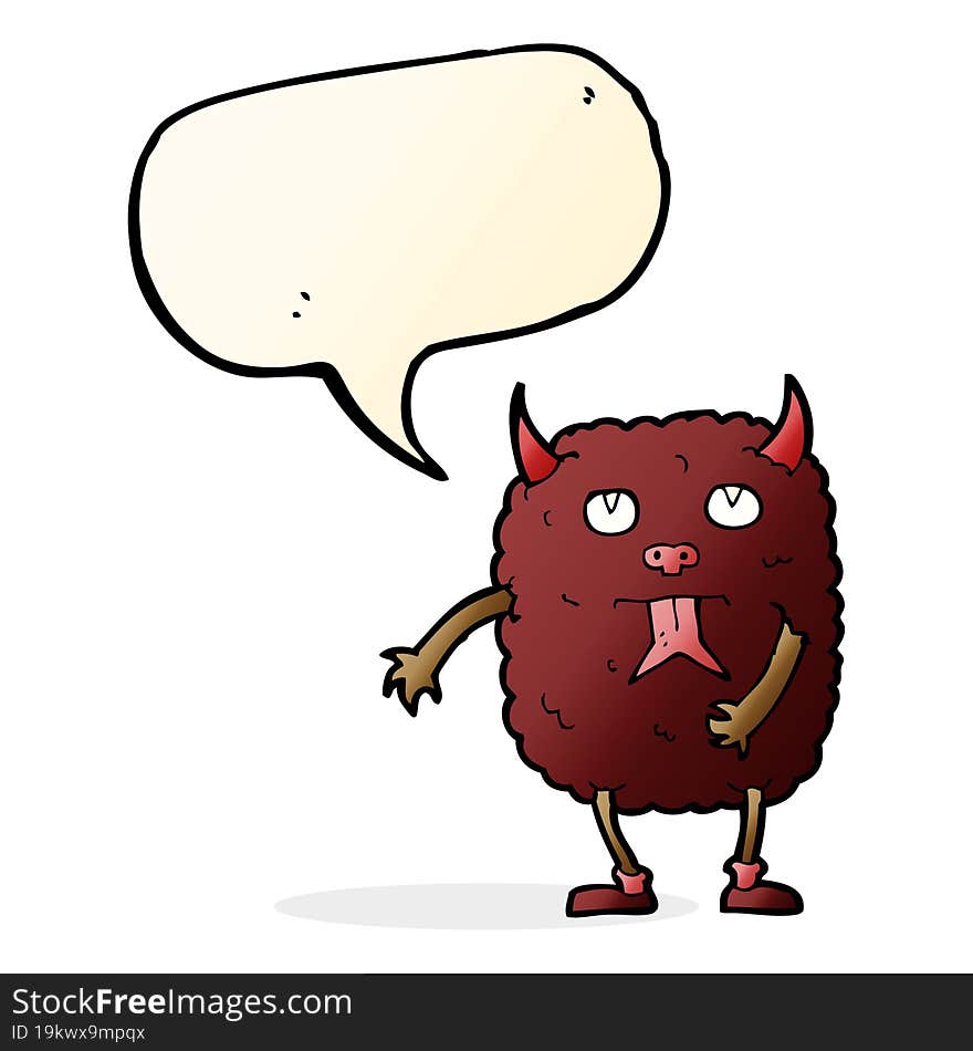 Funny Cartoon Monster With Speech Bubble