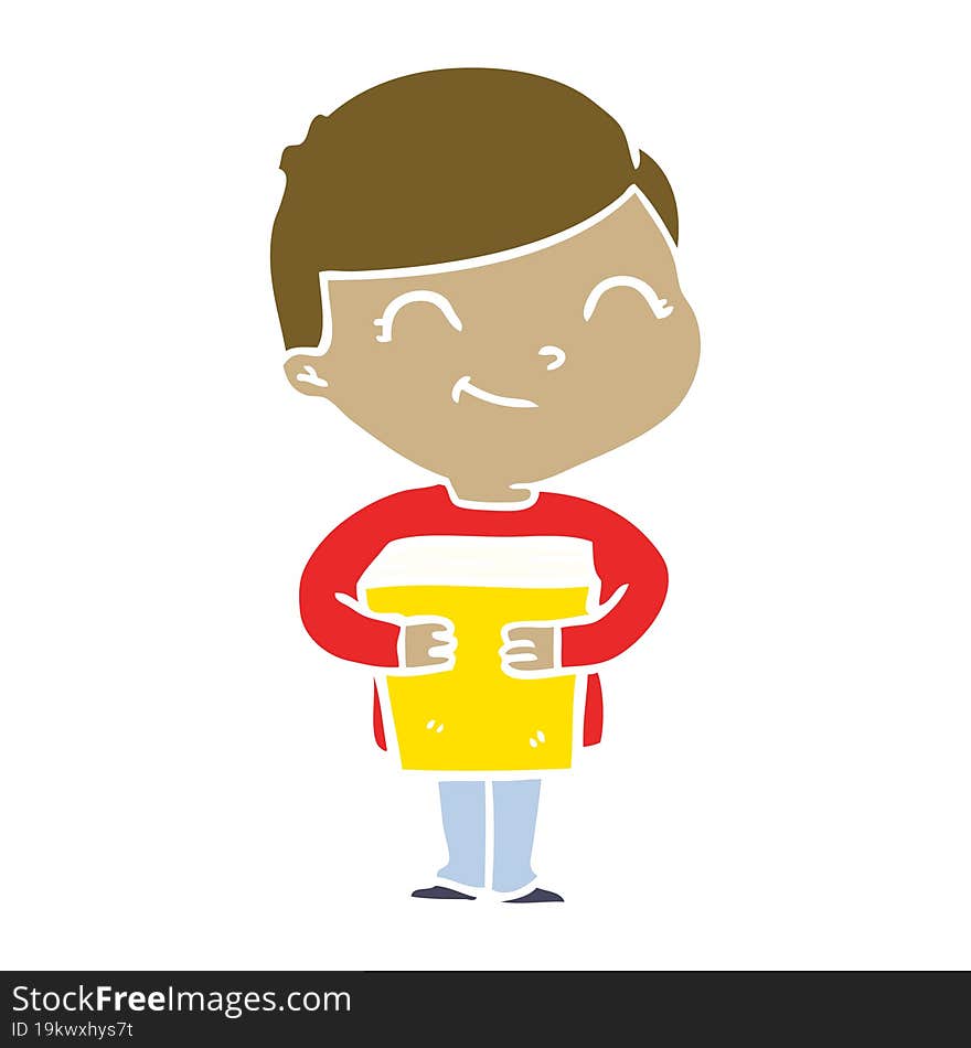 Flat Color Style Cartoon Boy Smiling