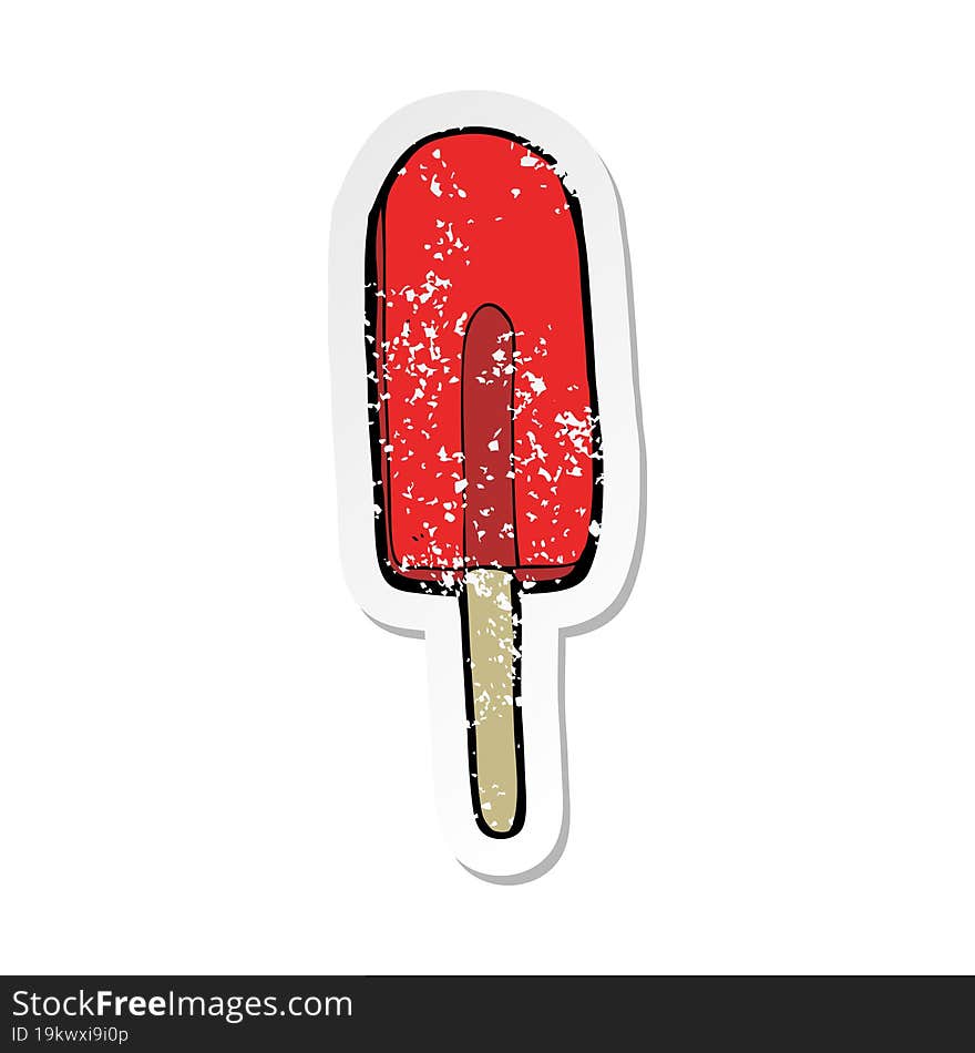 distressed sticker of a cartoon ice lolly