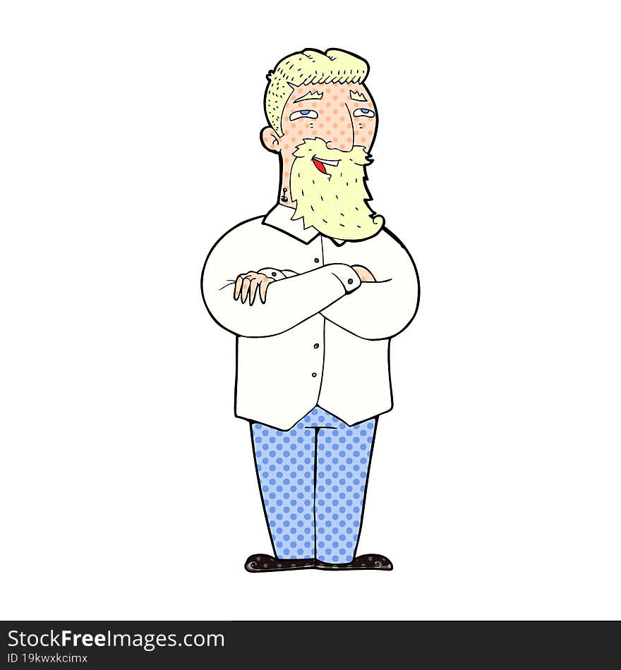 cartoon happy man with beard