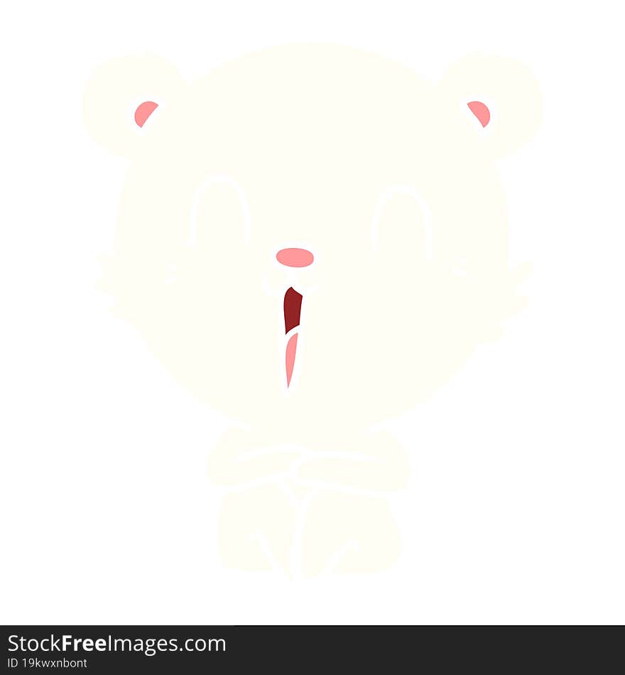 happy flat color style cartoon polar bear