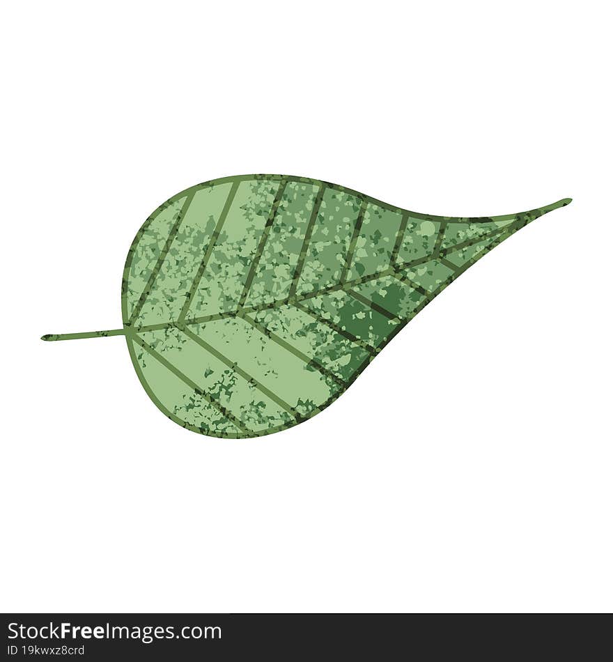 retro illustration style cartoon of a green leaf