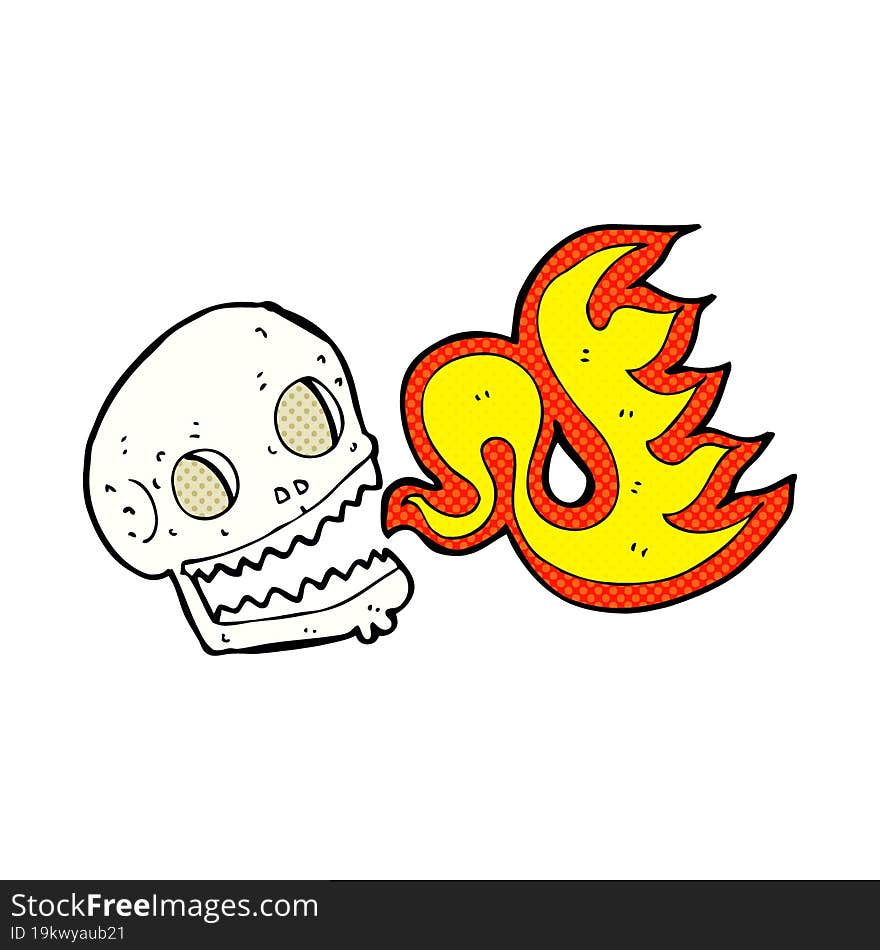 cartoon flaming skull