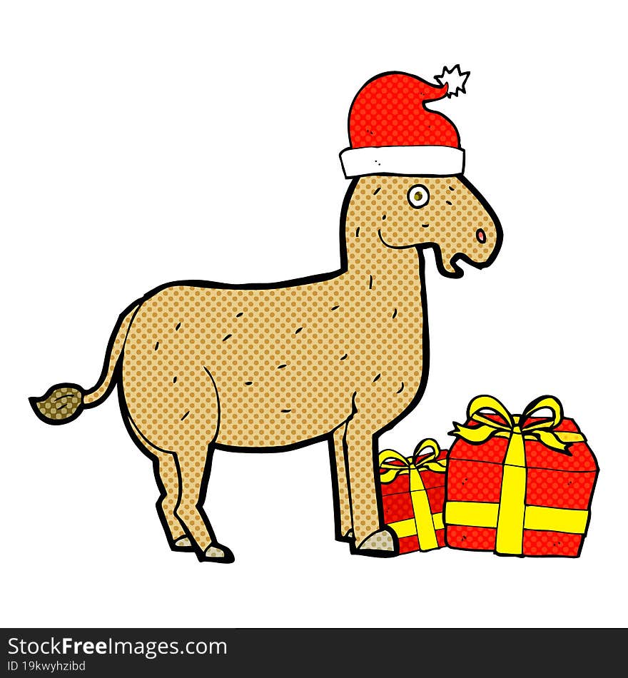 cartoon christmas donkey