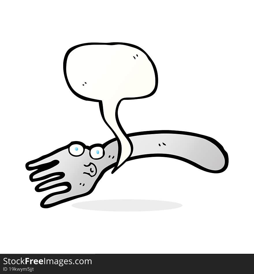 cartoon fork with speech bubble