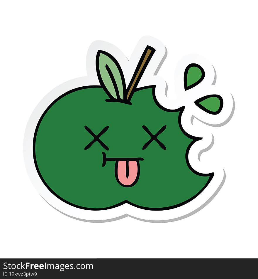 sticker of a cute cartoon juicy apple