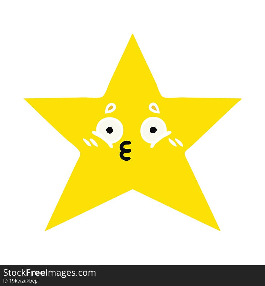 flat color retro cartoon gold star