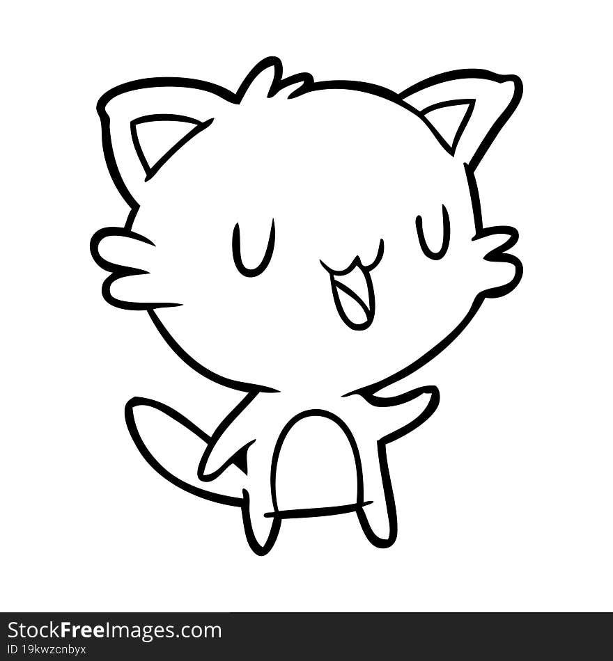 line drawing of a happy cat. line drawing of a happy cat