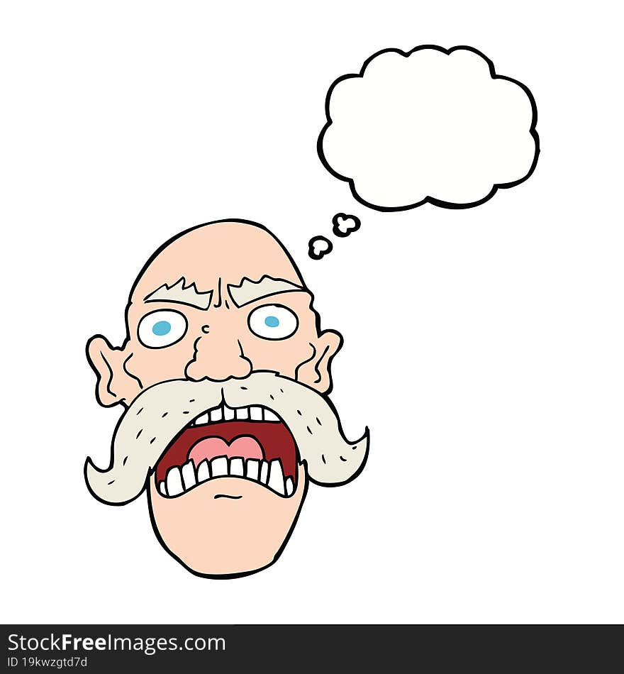 Cartoon Angry Old Man With Thought Bubble