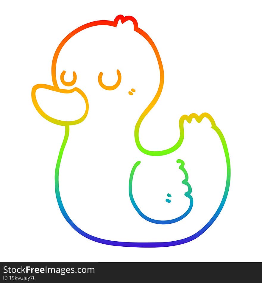 rainbow gradient line drawing cartoon duck