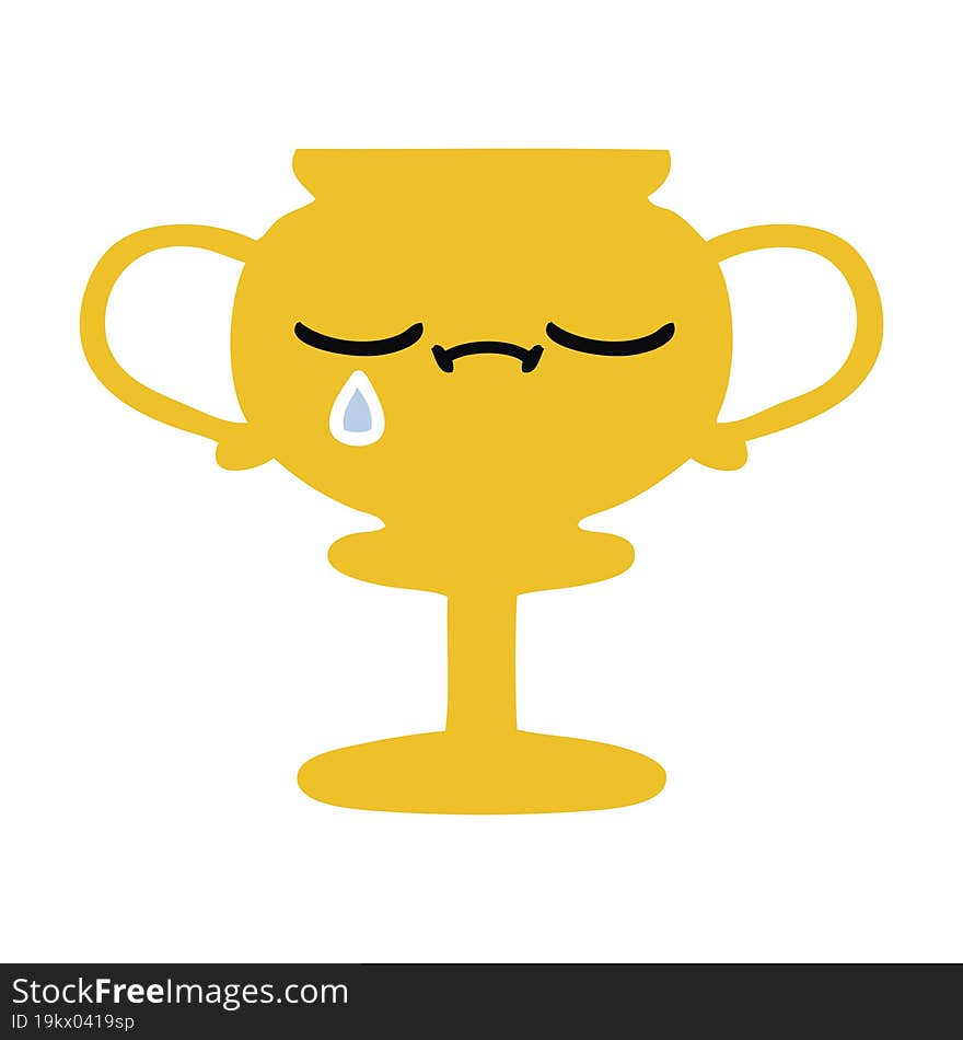 flat color retro cartoon trophy