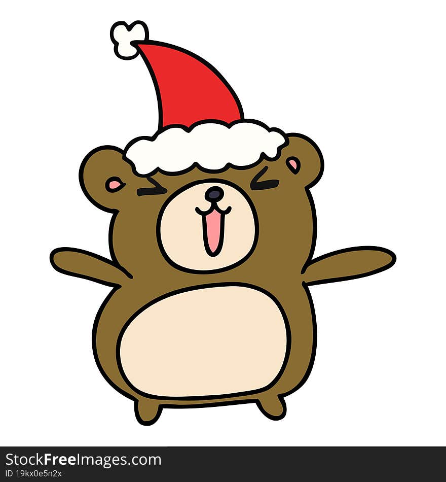 hand drawn christmas cartoon of kawaii bear