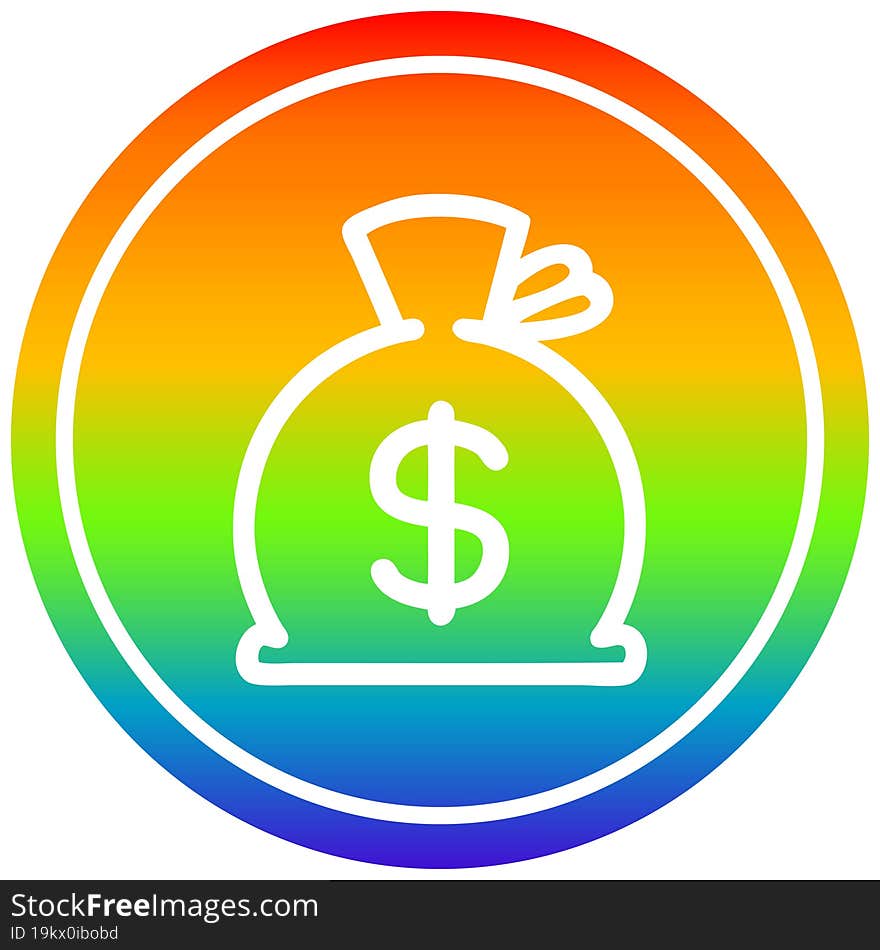 sack of money circular in rainbow spectrum