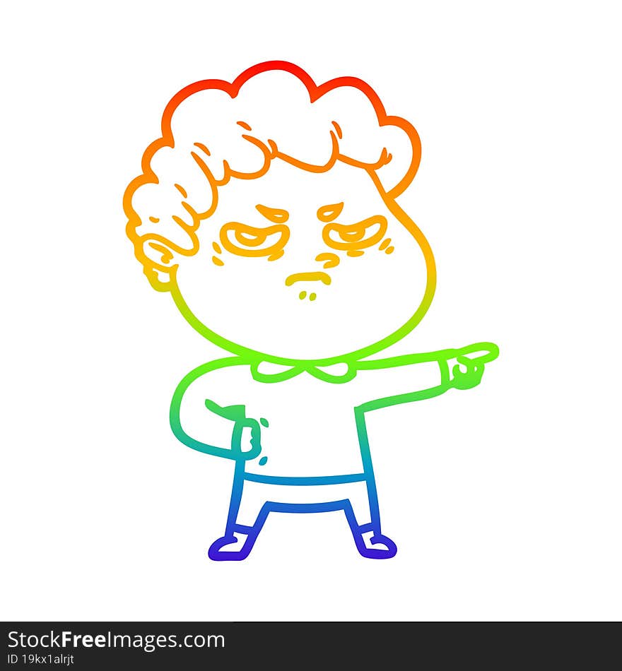 rainbow gradient line drawing cartoon angry man