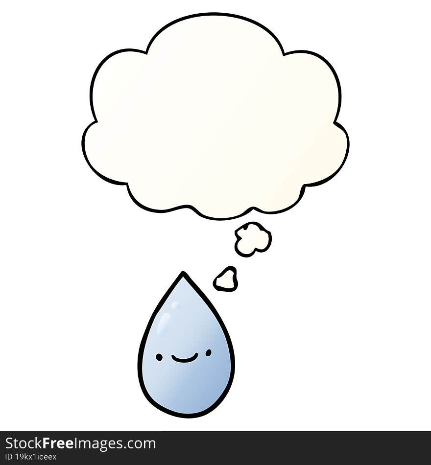 cartoon raindrop with thought bubble in smooth gradient style