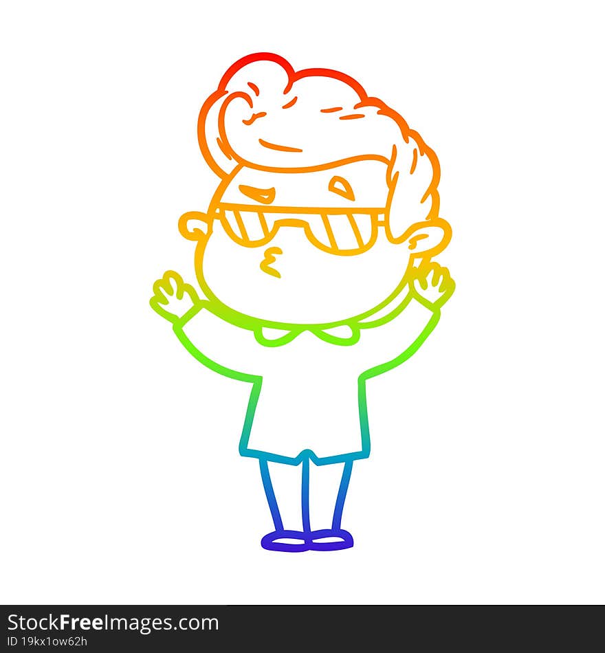 rainbow gradient line drawing cartoon cool guy