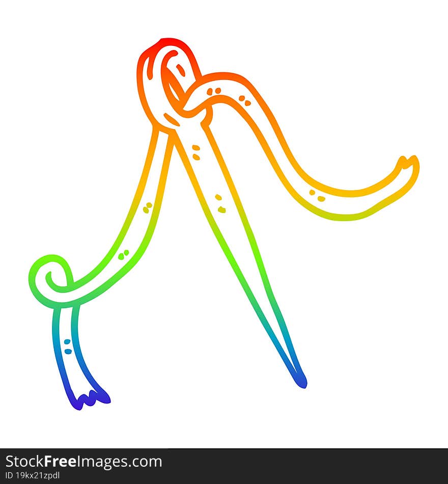 rainbow gradient line drawing cartoon needle and thread