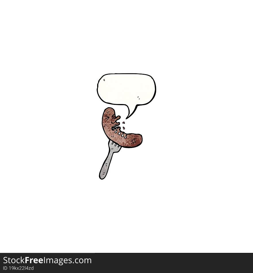 cartoon sausage with speech bubble