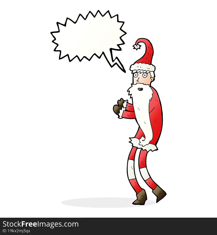 cartoon santa claus with speech bubble