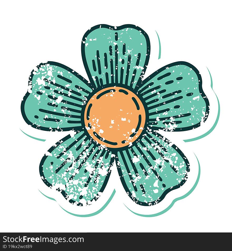 iconic distressed sticker tattoo style image of a flower. iconic distressed sticker tattoo style image of a flower