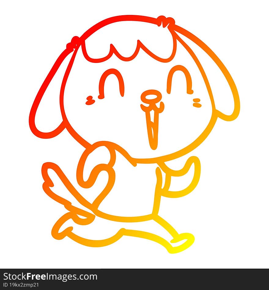 warm gradient line drawing of a cute cartoon dog