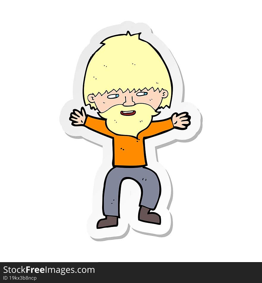 sticker of a cartoon happy man with beard