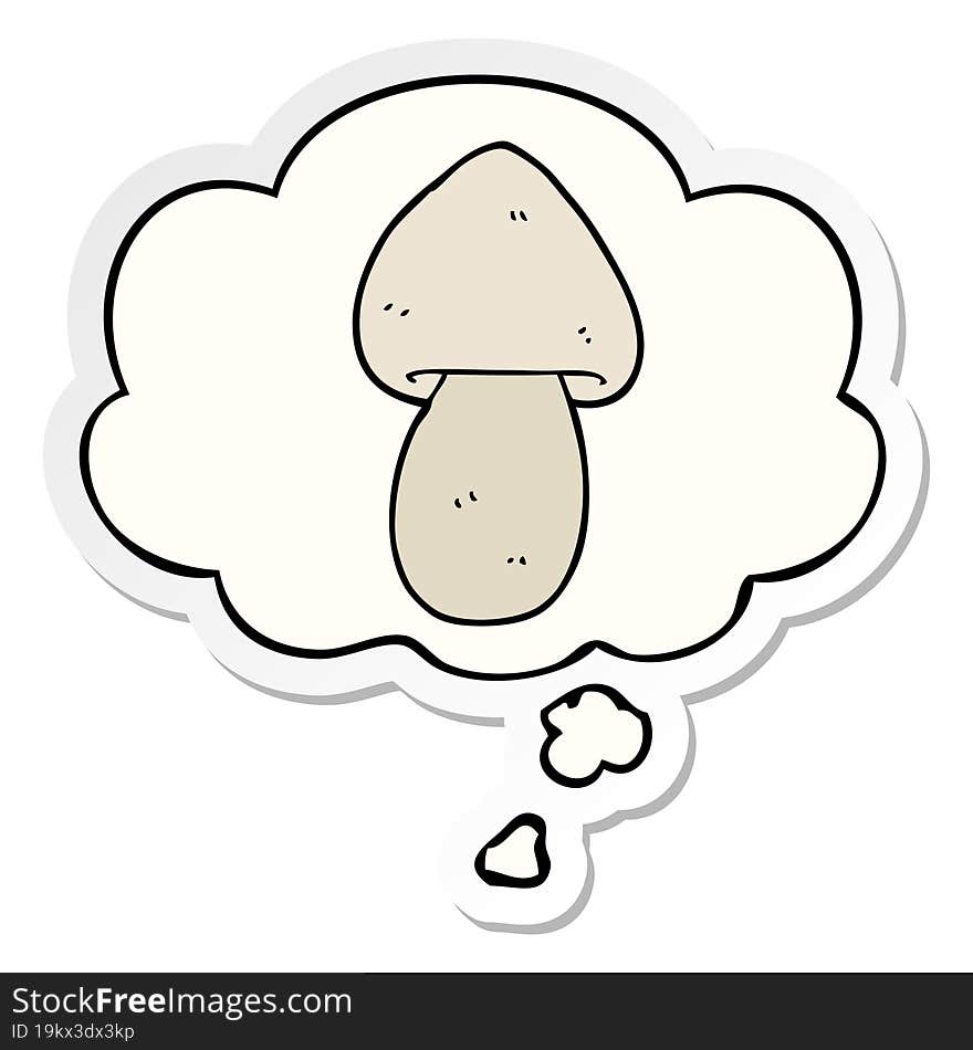 cartoon mushroom with thought bubble as a printed sticker