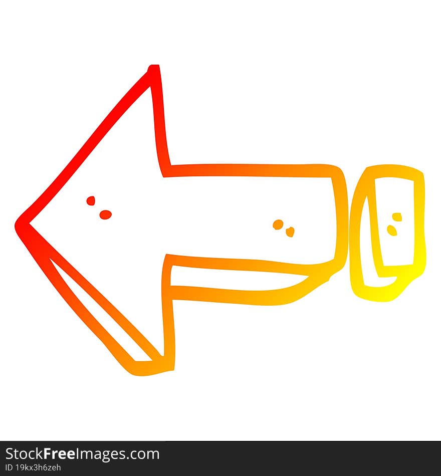 Warm Gradient Line Drawing Cartoon Arrow Pointing Direction