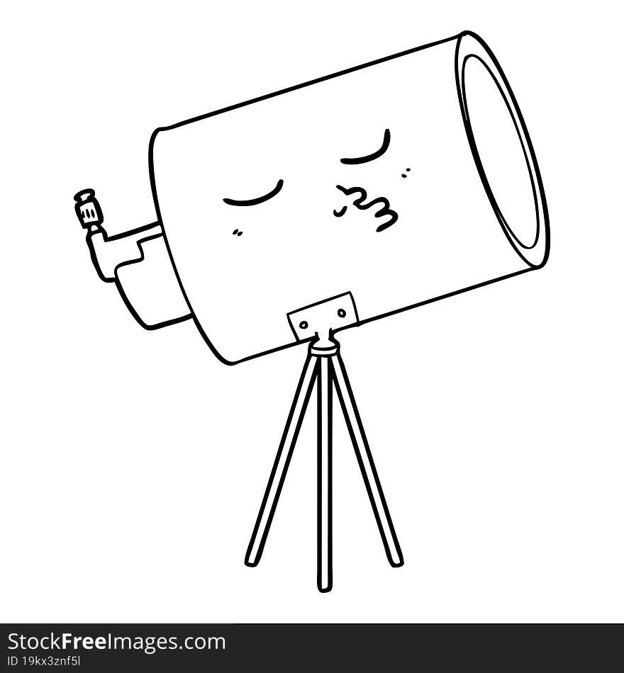 cartoon telescope with face. cartoon telescope with face