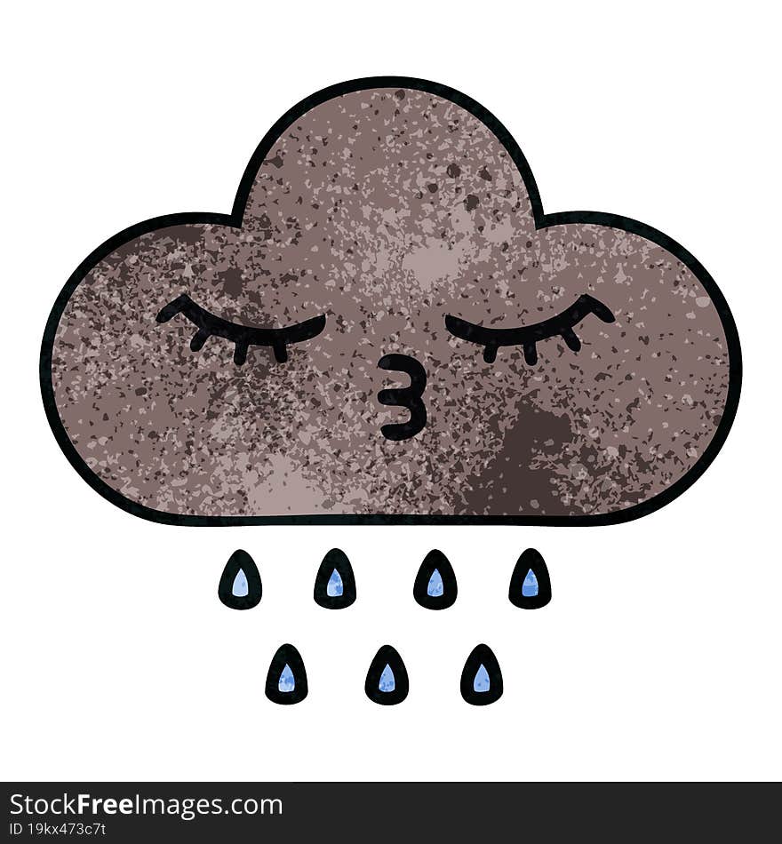 retro grunge texture cartoon of a storm rain cloud