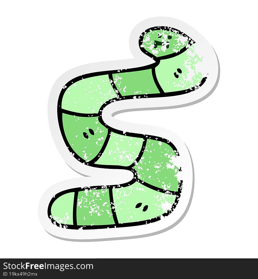 distressed sticker of a quirky hand drawn cartoon snake