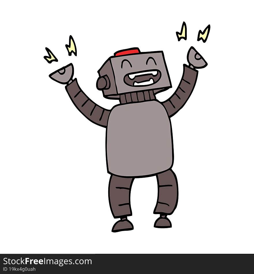 cartoon doodle happy robot